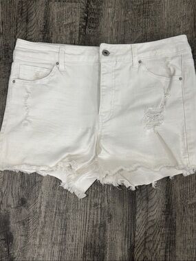Wax Jean White Distressed Denim Cutoff Shorts